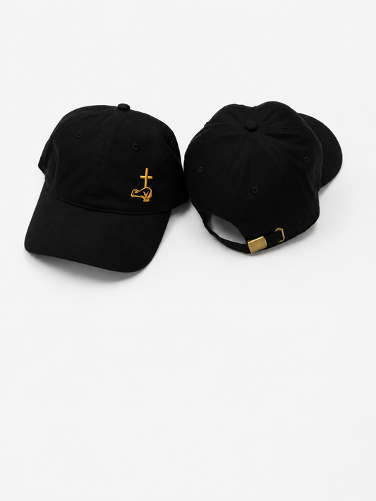 Lamb + Cross Hat (Black and Gold)